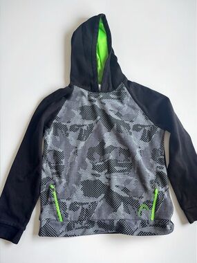 Head Kids Hoodie Medium Black Grey Athletic Pullover Sweatshirt